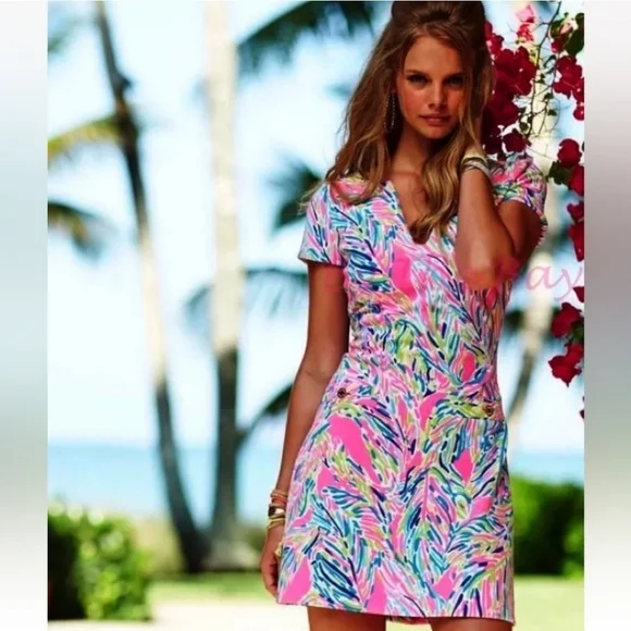 NWOT Lilly Pulitzer Layton Shift Tropical Palm Dress - Picture 11 of 11